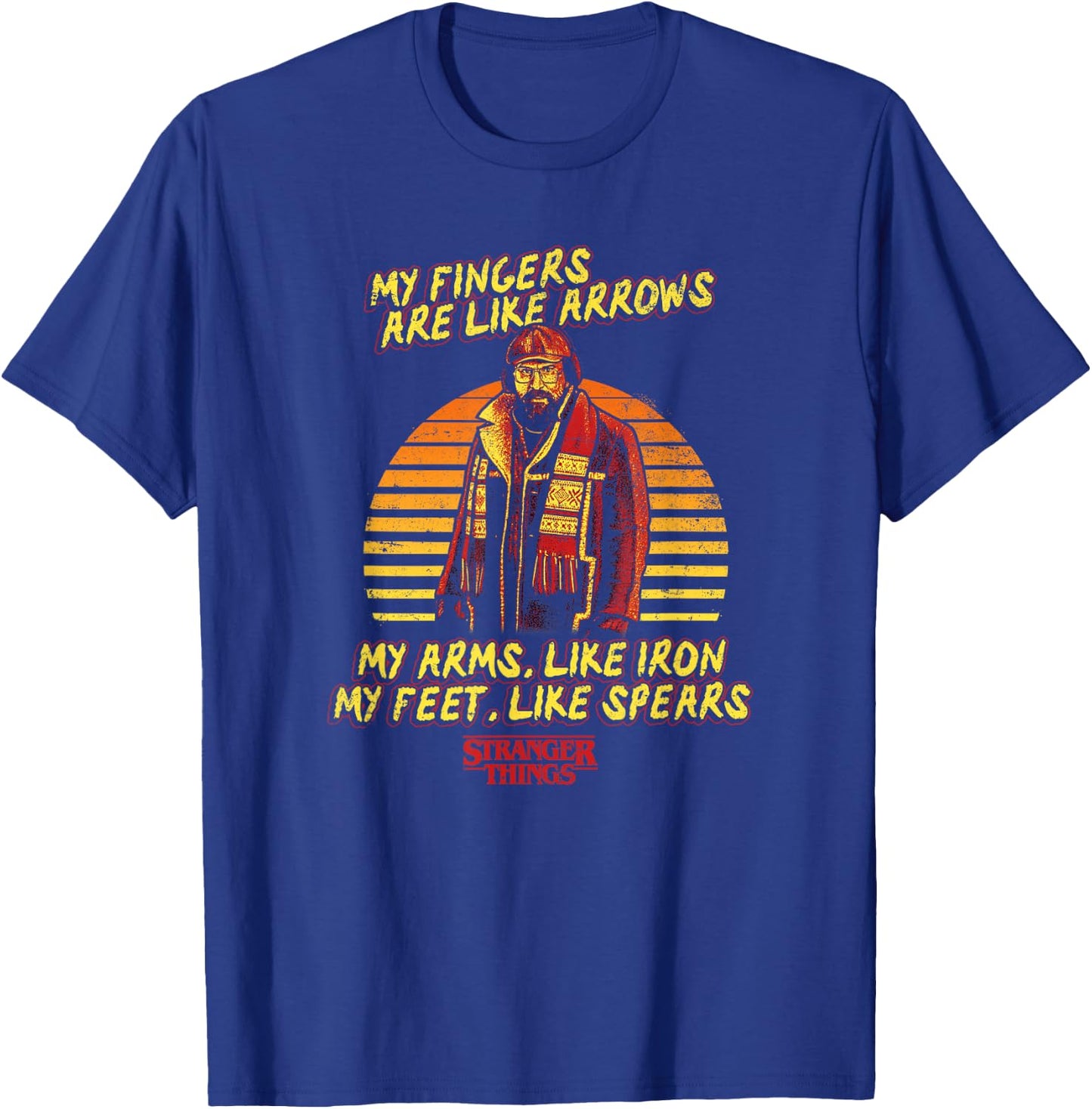 Stranger Things My Fingers Are Like Arrows Murray Distressed T-Shirt - T-Shirt | Royal