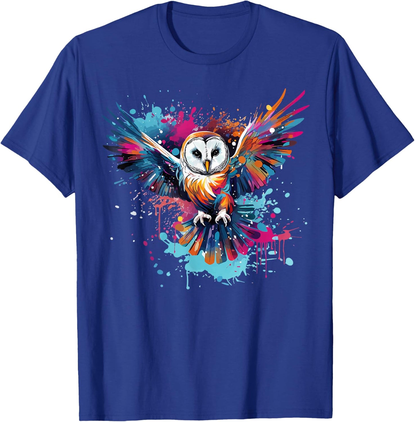 Colorful Splash Art Barn Owl Owls Lover T-Shirt - T-Shirt | Royal