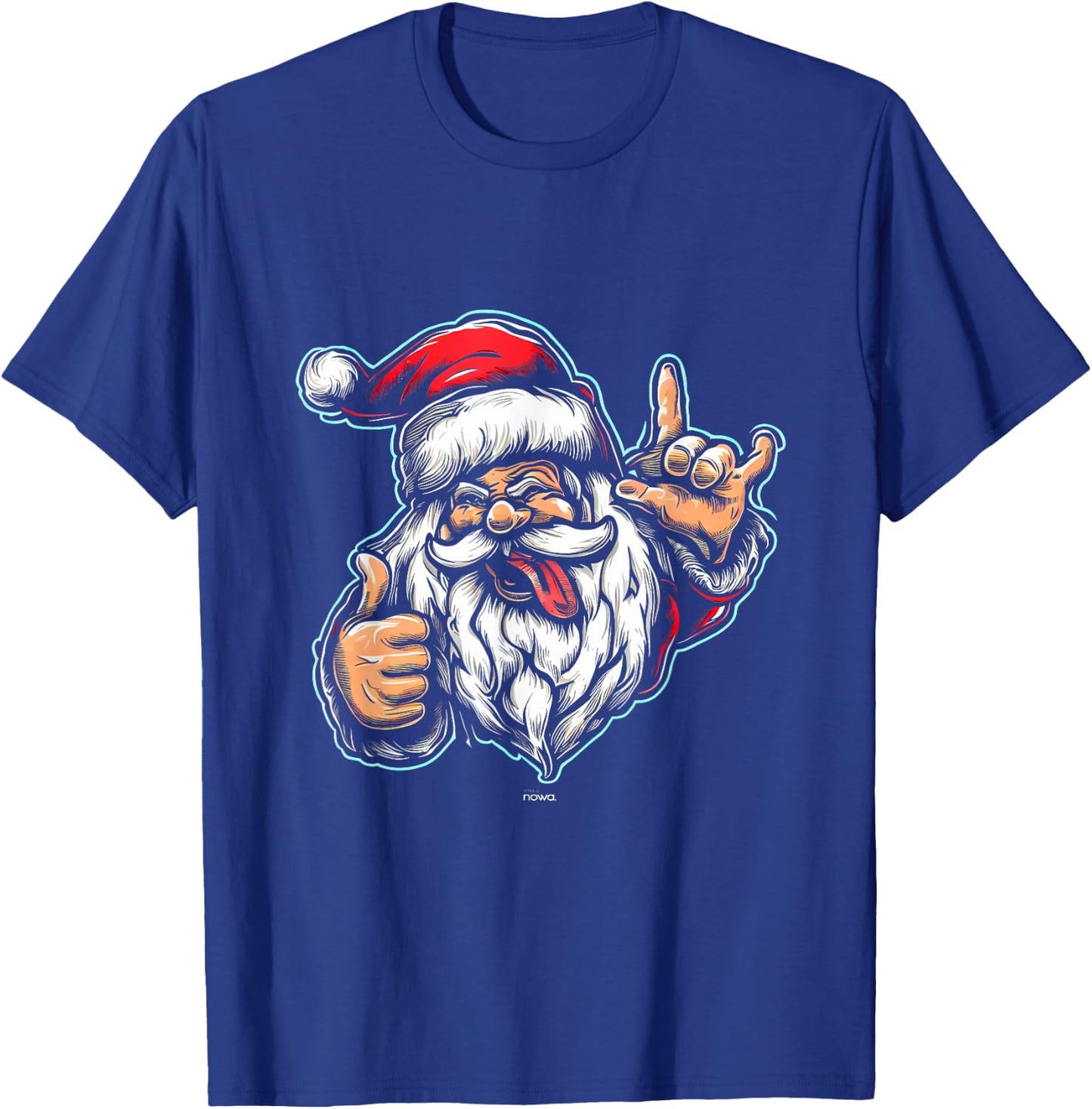 Funny Hard Rocking Tongue Out Santa Claus Loves Rock Music T-Shirt - T-Shirt | Royal