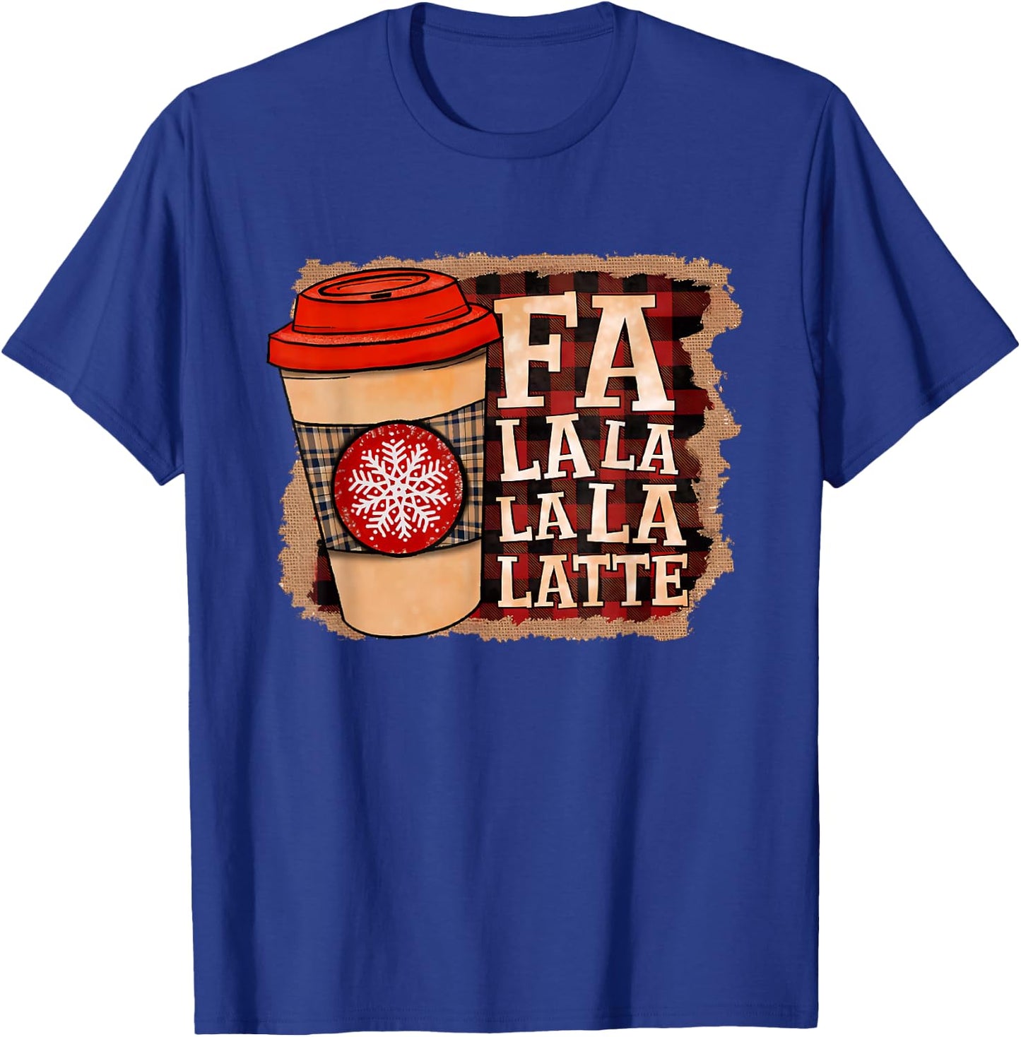 Fa La La La Latte Apparel Merry Christmas Pine Tree & Latte T-Shirt - T-Shirt | Royal