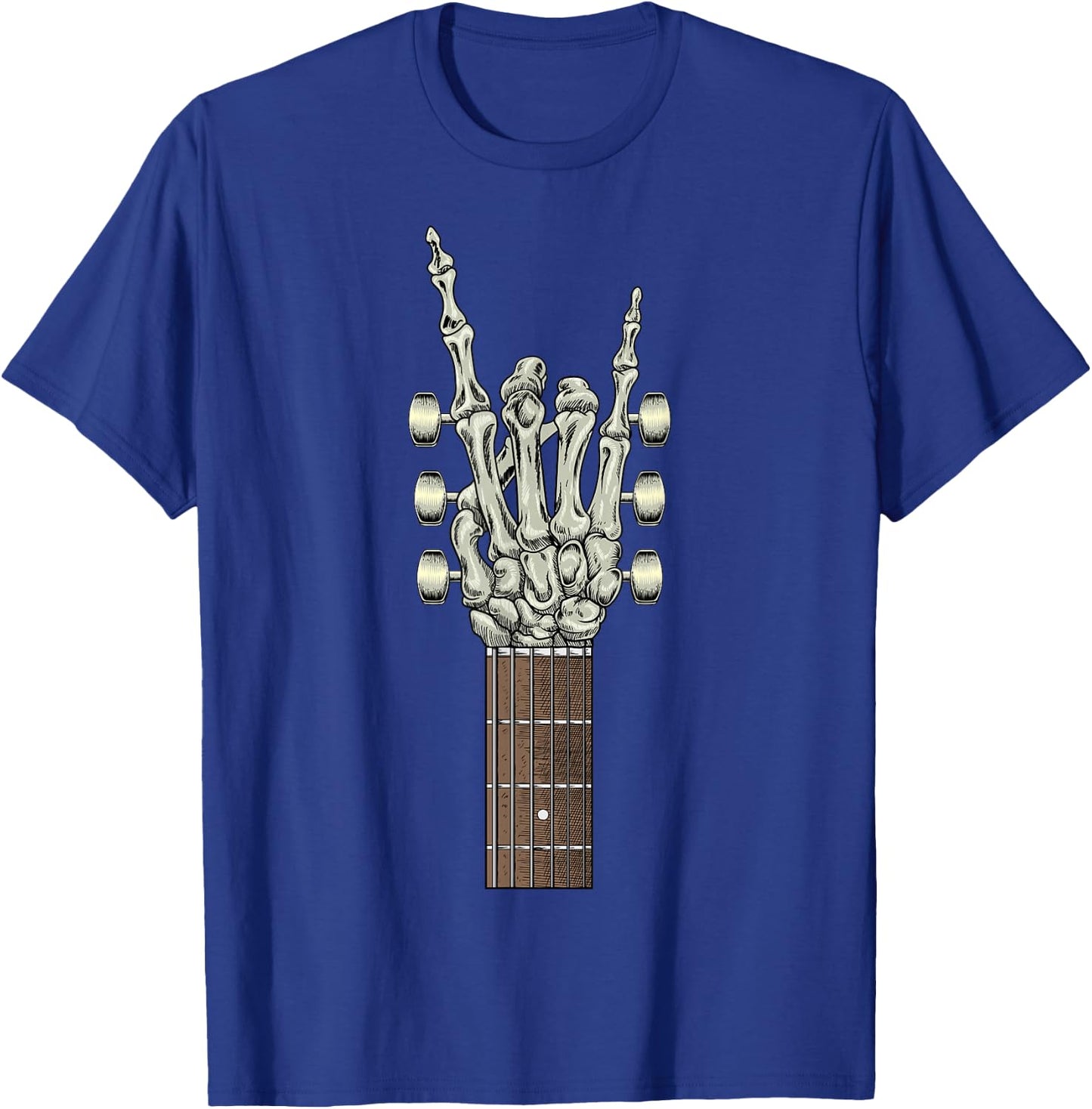 Rock On Skeleton Hand Guitar Gifts Men Rock Band T-Shirt - T-Shirt | Royal