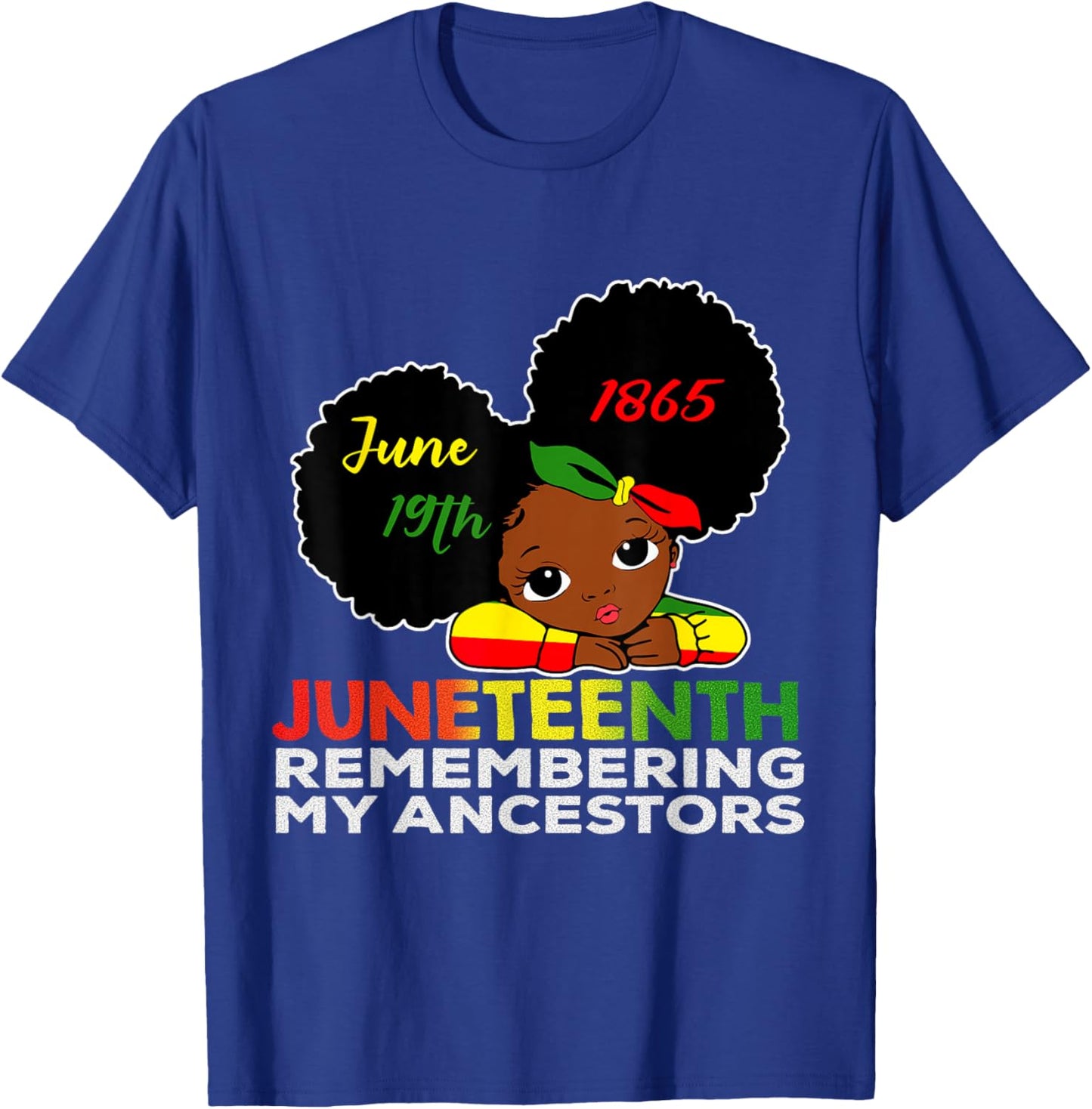 Little Miss Juneteenth Remembering My Ancestors Black Girl T-Shirt - T-Shirt | Royal