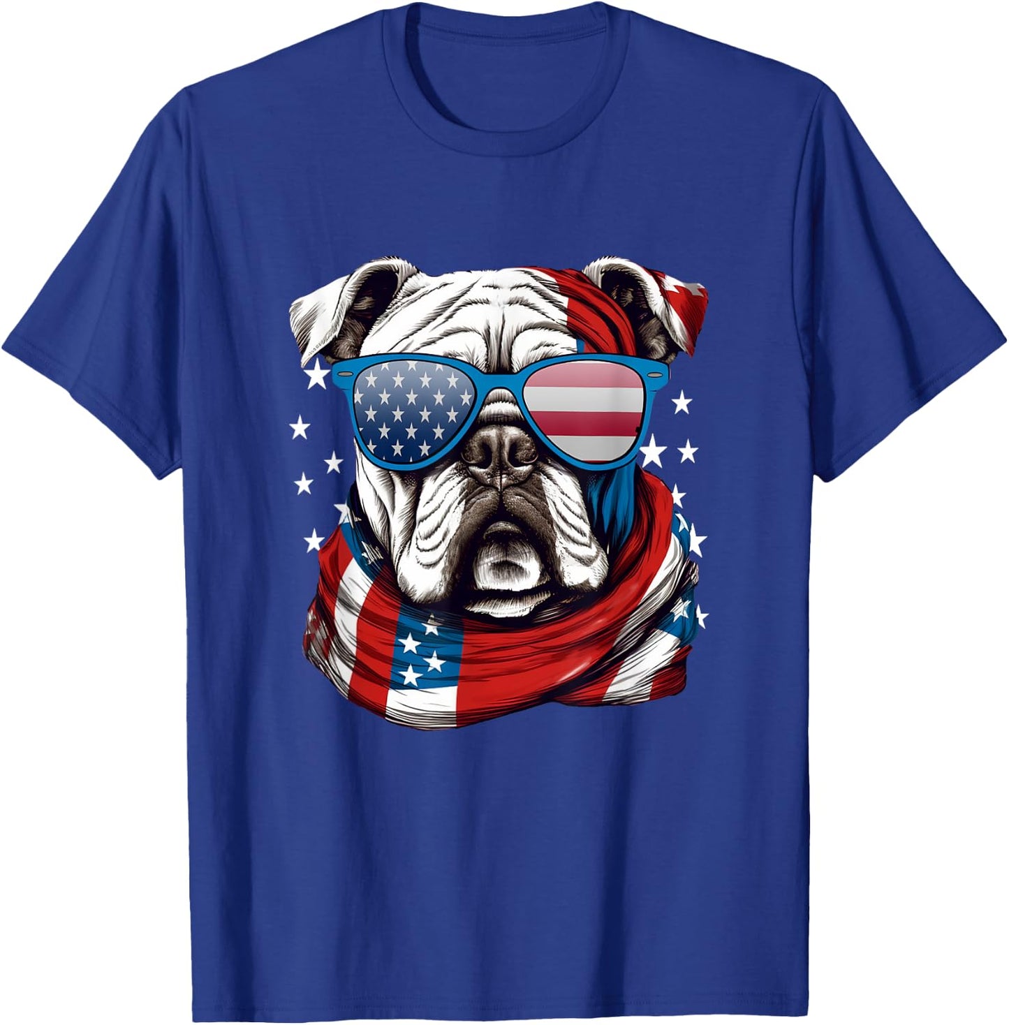 American Bulldog, USA Flag Independence 4th of July Day T-Shirt - T-Shirt | Royal