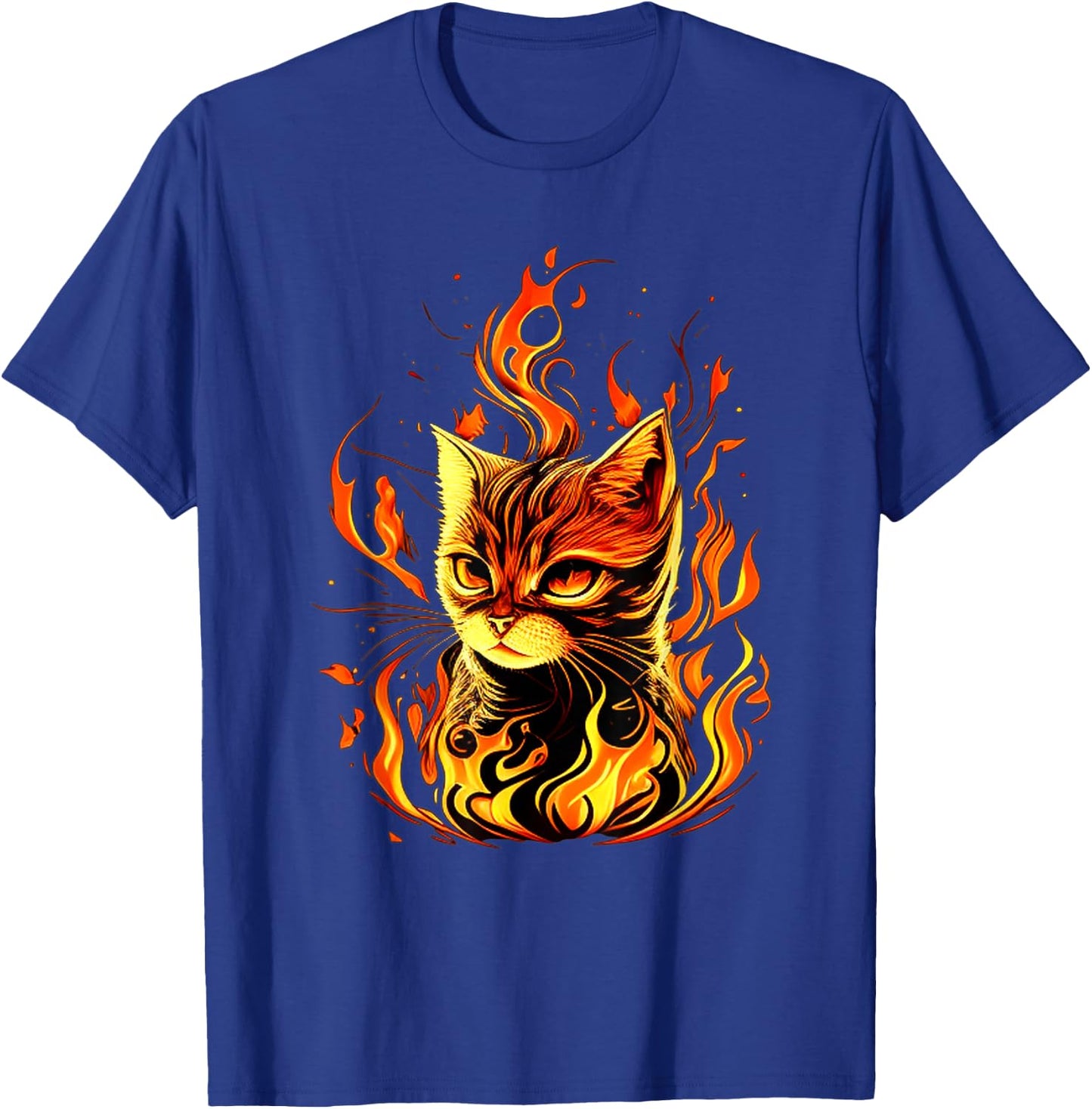Funny burning look for Fire Cats and Hell Cat Lovers T-Shirt - T-Shirt | Royal