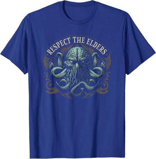 Cthulhu Respect The Elders, Cosmic Horror Cthulhu T-Shirt - T-Shirt | Royal