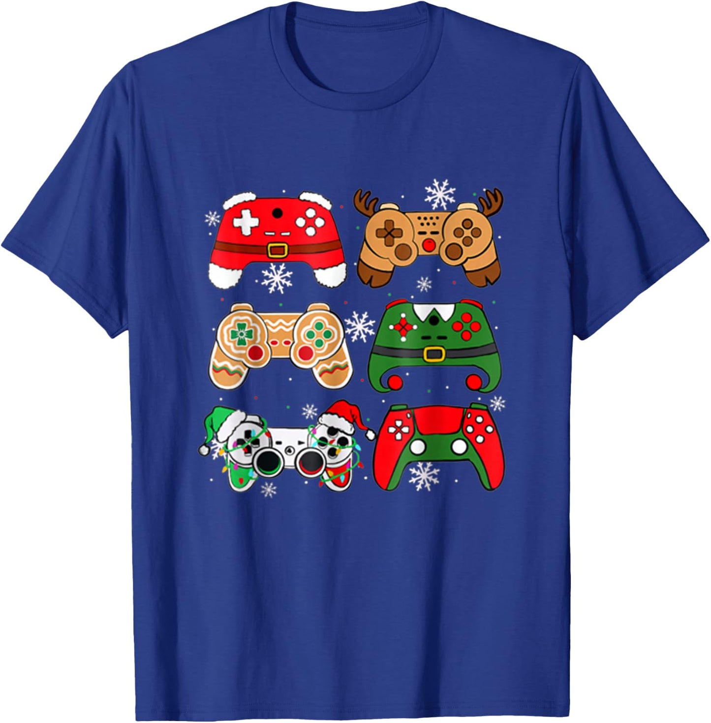 Boys Christmas Shirt Santa Elf Gaming Controllers Gamer Xmas T-Shirt - T-Shirt | Royal