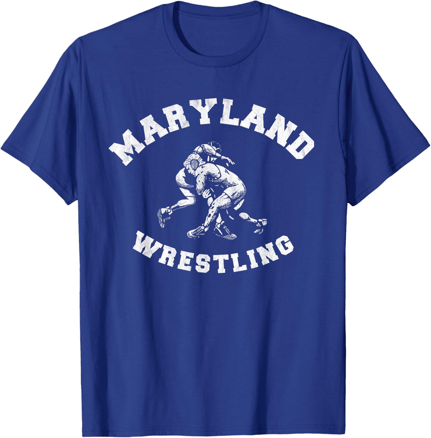 Maryland Wrestling 80s Distressed Retro Freestyle Wrestlers T-Shirt - T-Shirt | Royal