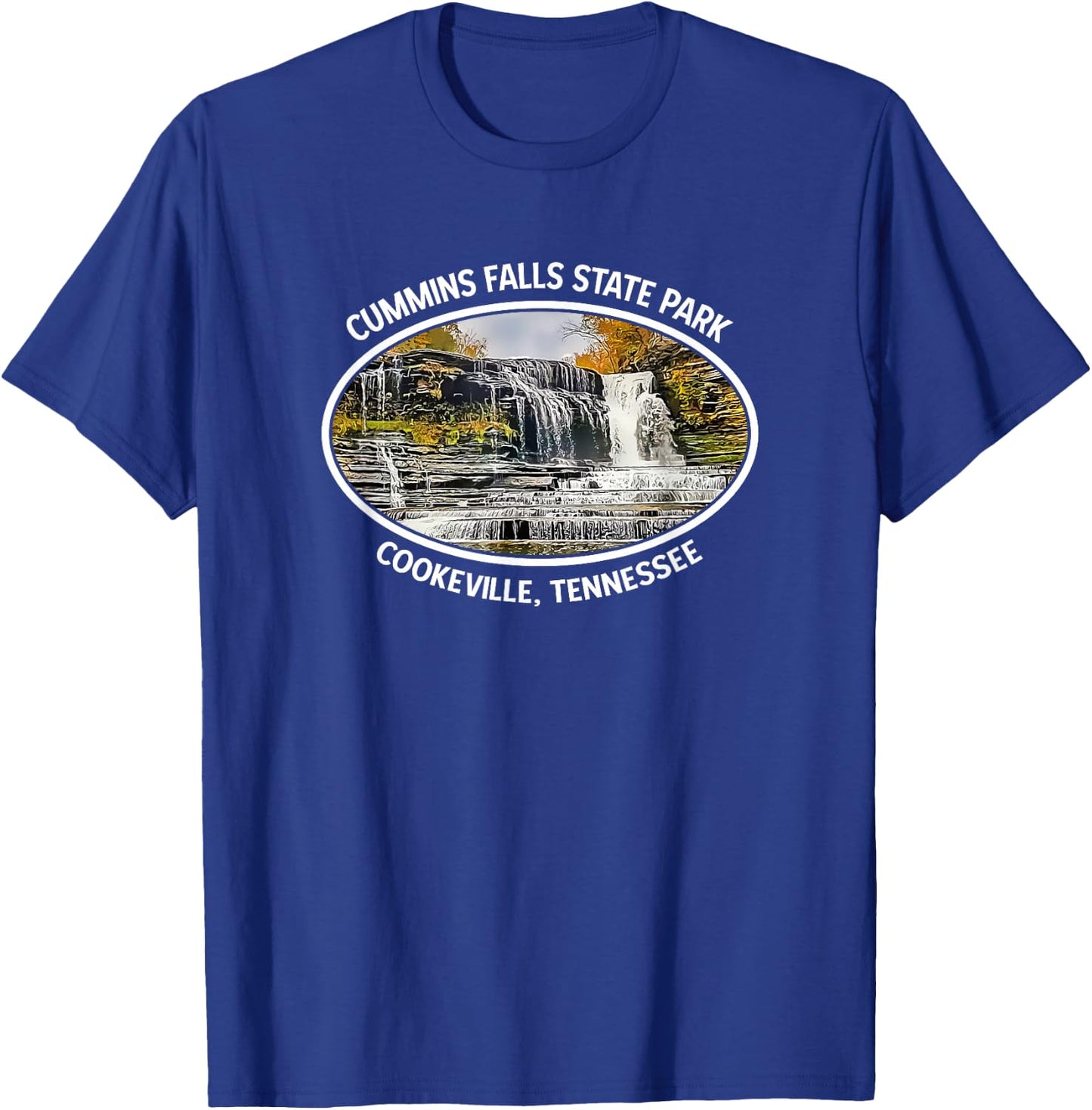 Cummins Falls State Park Outdoor Tennessee Waterfall T-Shirt - T-Shirt | Royal