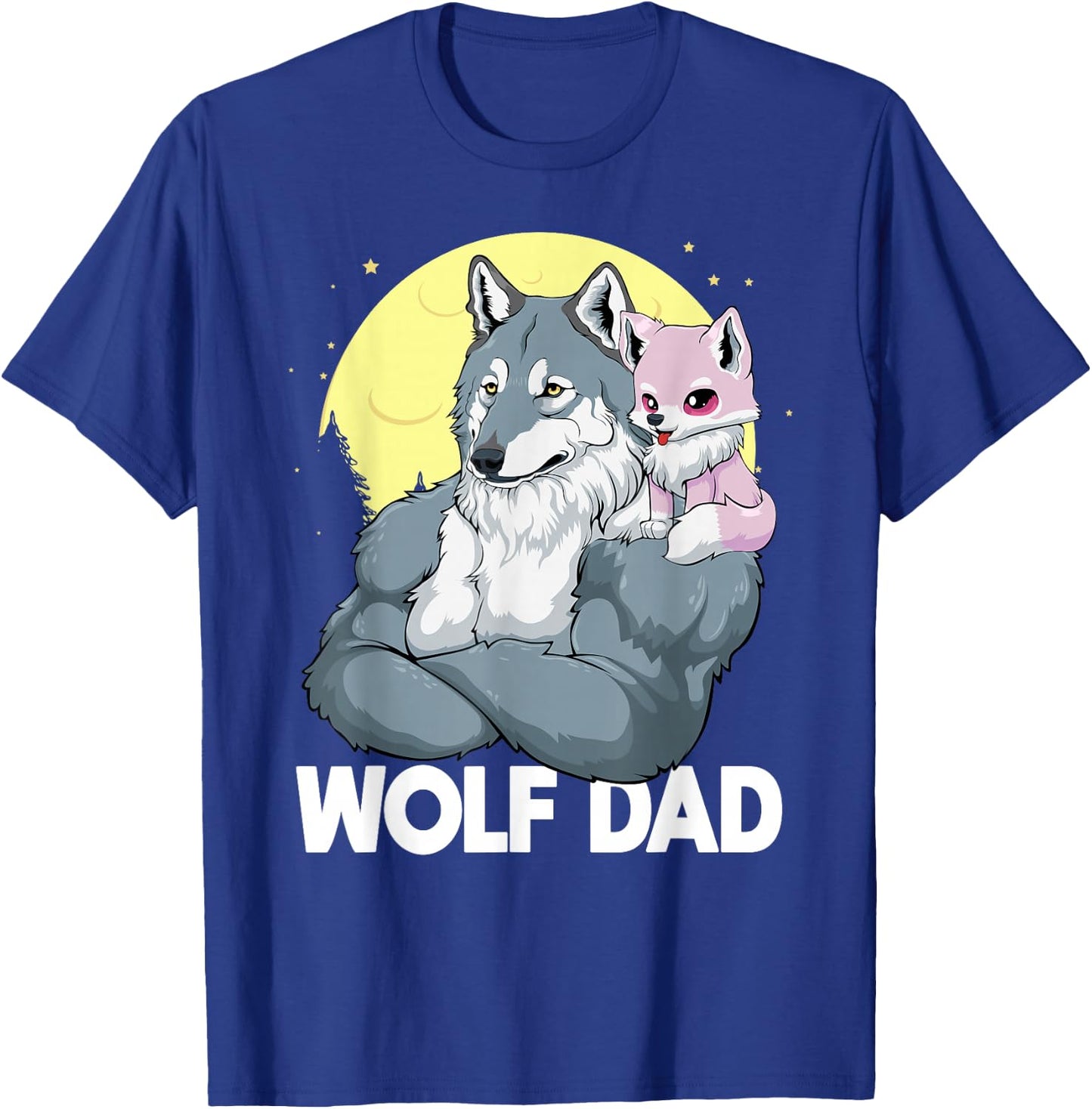 Wolf Dad With Girl Daughter For Father's Day Men Wolf T-Shirt - T-Shirt | Royal