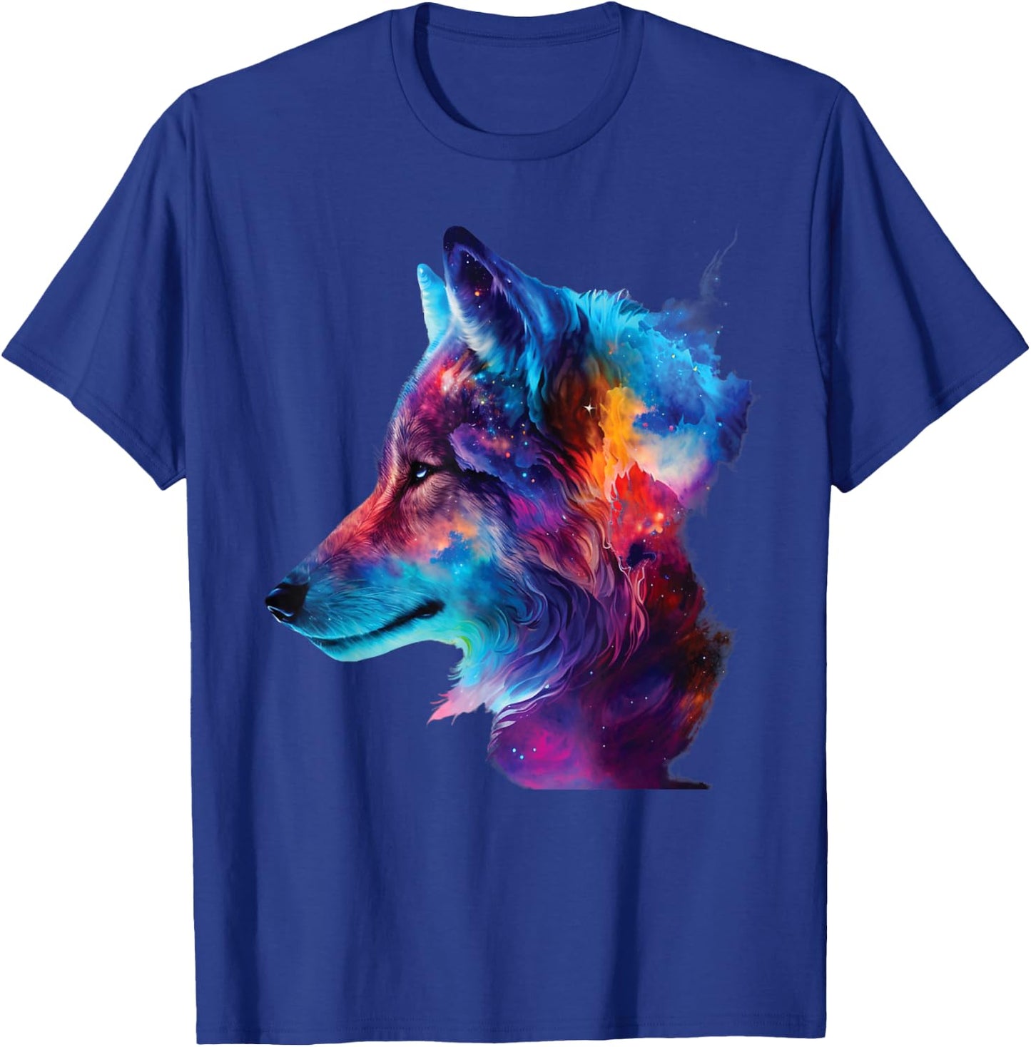 colorful wolf head art Face for lover wolves wildlife animal T-Shirt - T-Shirt | Royal