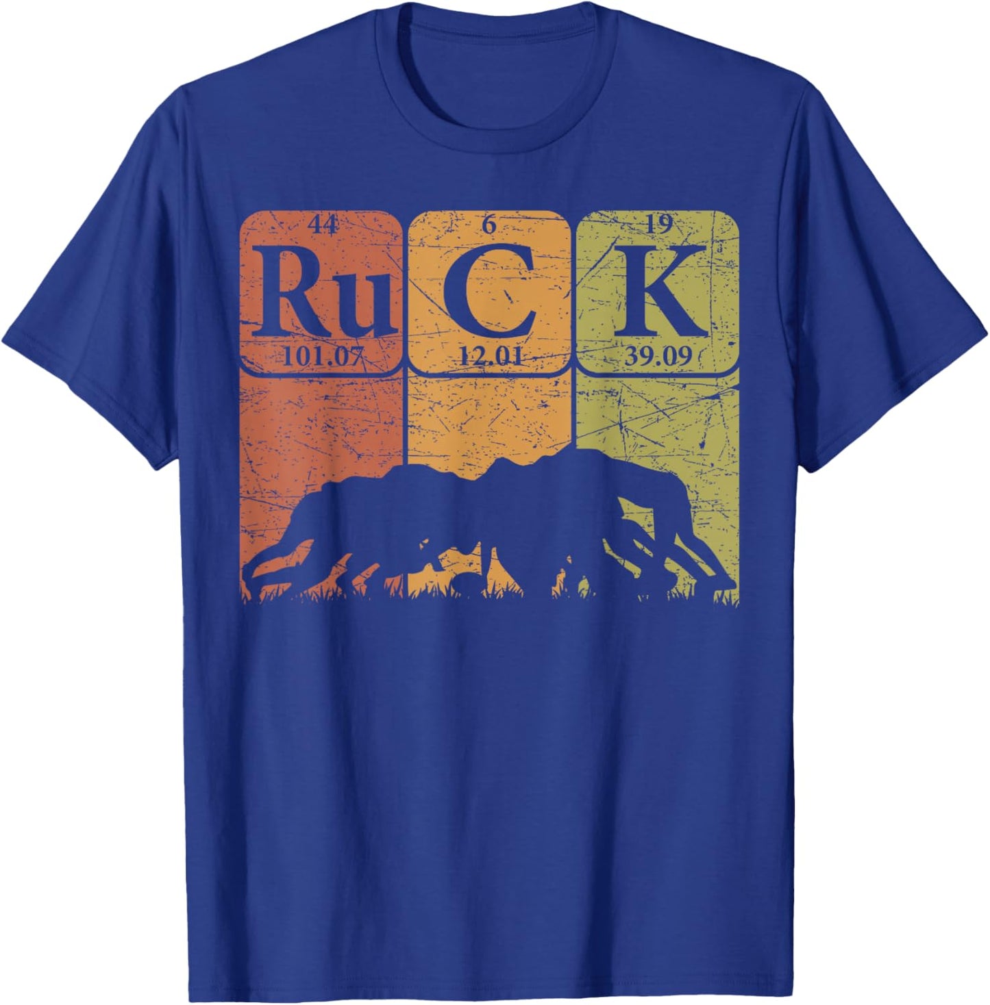 Ruck Rugby Periodic Table Elements Rugby Player Nerd Retro T-Shirt - T-Shirt | Royal