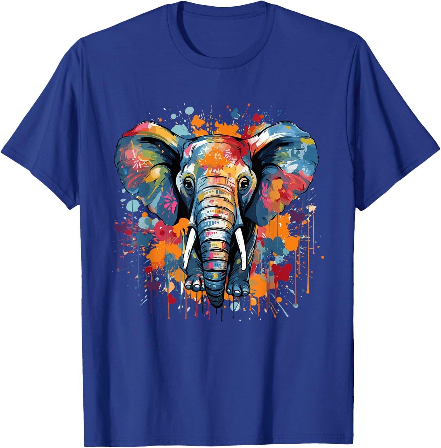 Elephant Drawing Portrait Splash Art Sketch Men Women Kids T-Shirt - T-Shirt | Royal