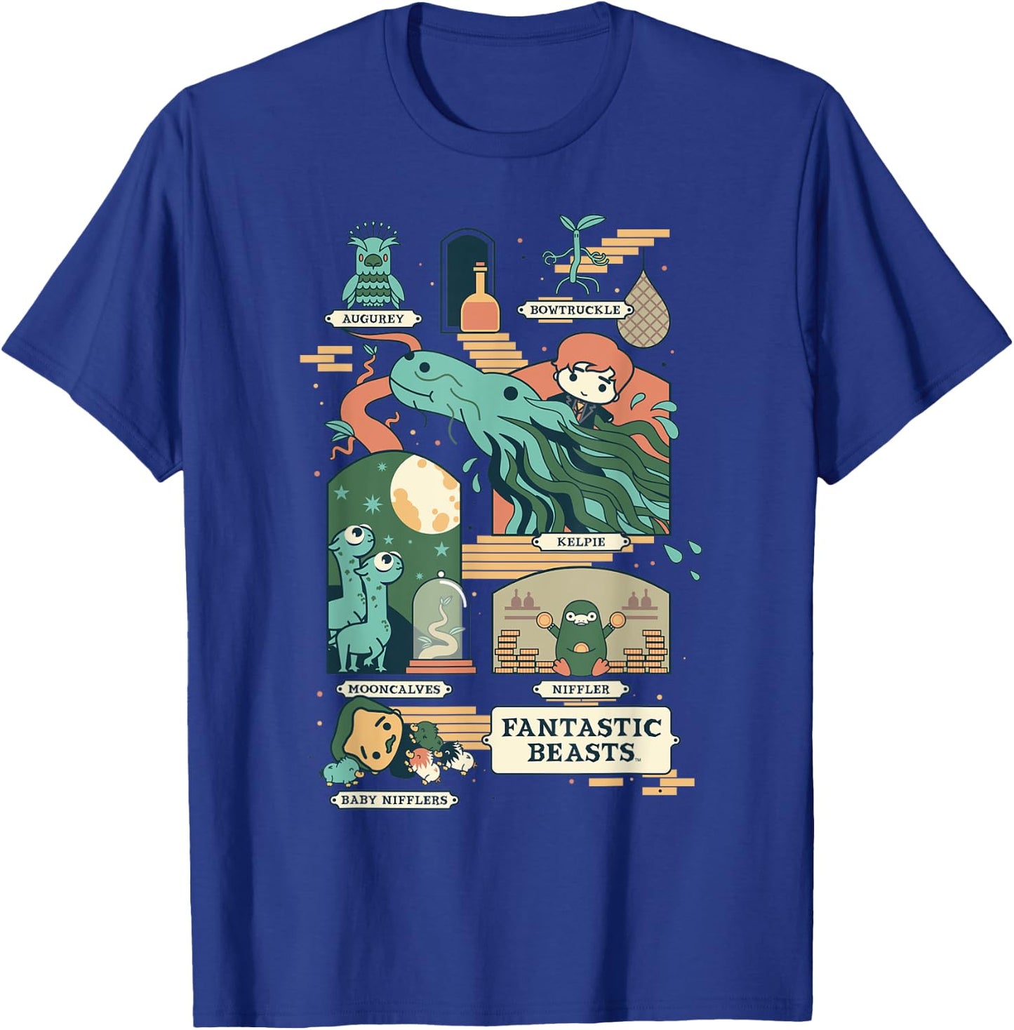 Fantastic Beasts Group Chibi Poster Front And Back T-Shirt - T-Shirt | Royal