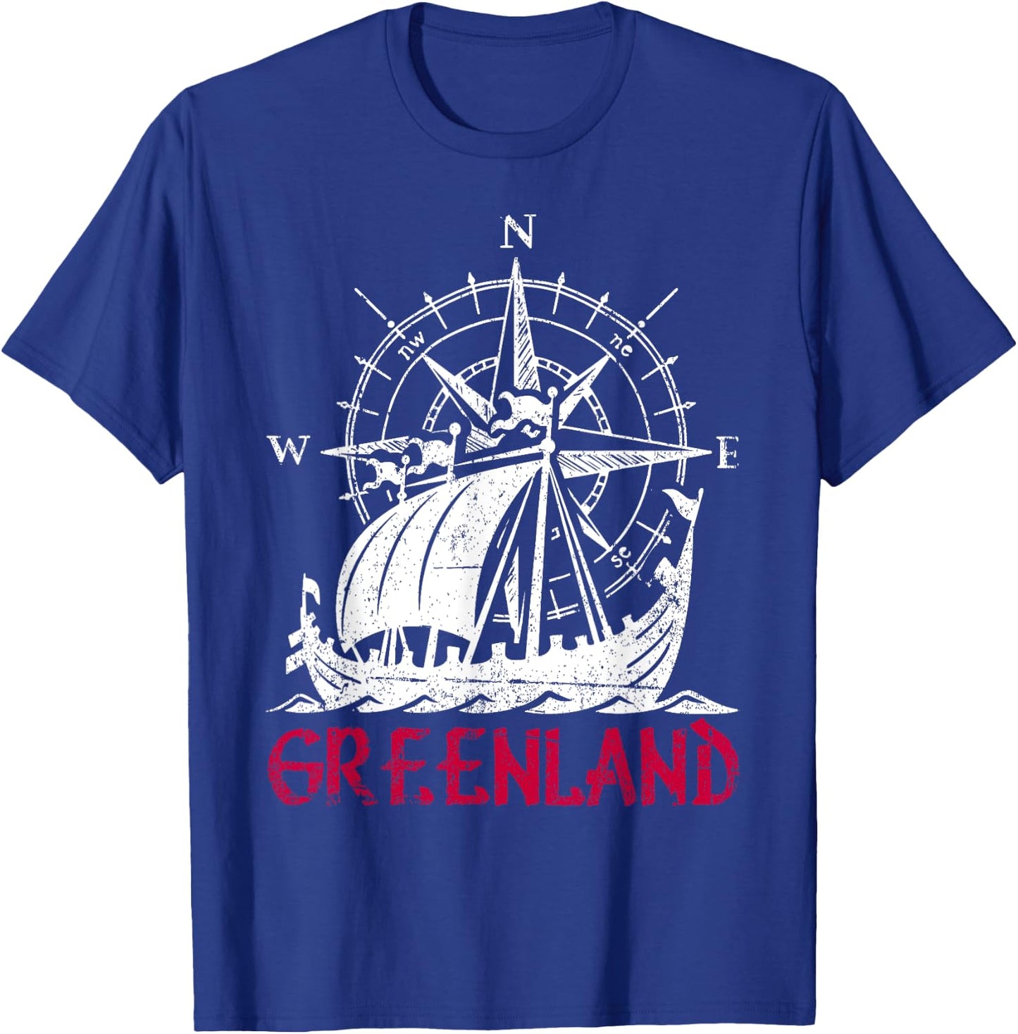 Greenland Viking Ship Compass Travel Souvenir Greenland T-Shirt - T-Shirt | Royal