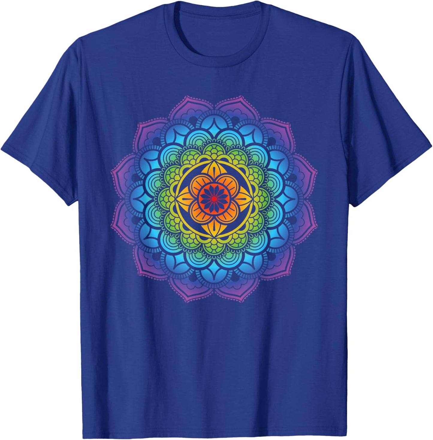 Mandala Buddhism Mindfulness Meditation Yoga Rainbow Boho T-Shirt - T-Shirt | Royal