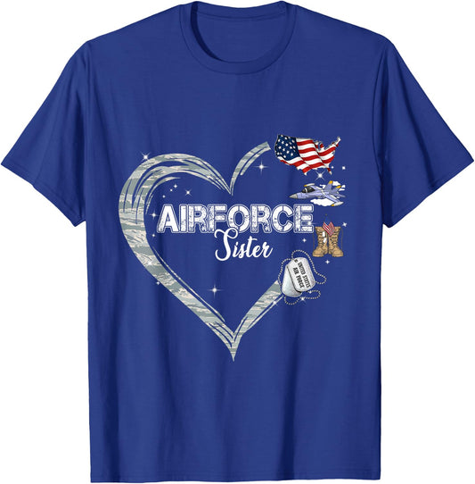 Proud Air Force Sister Air Force Graduation Sister USAF T-Shirt - T-Shirt | Royal