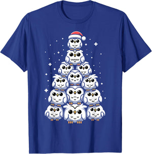 Snowy Owl Christmas Tree Funny Snowy Owl Xmas T-Shirt - T-Shirt | Royal