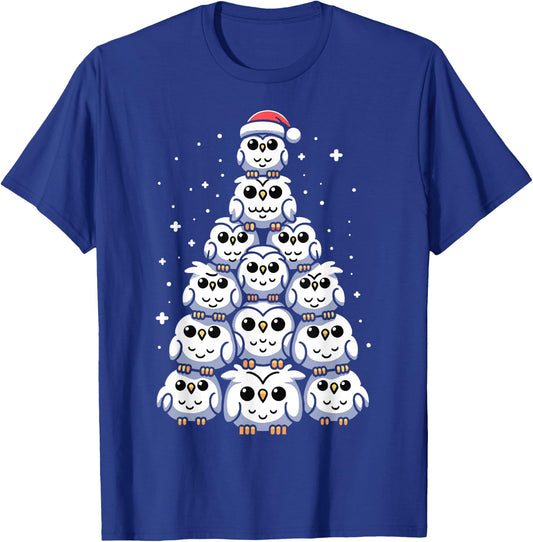 Snowy Owl Christmas Tree Funny Snowy Owl Xmas T-Shirt - T-Shirt | Royal