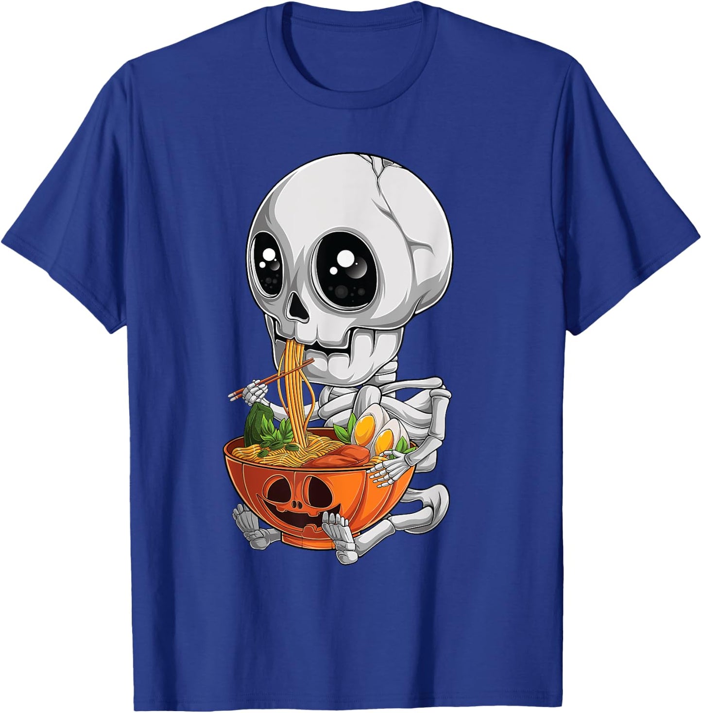 kawaii japanese anime Skeleton Halloween ramen Food Lovers T-Shirt - T-Shirt | Royal