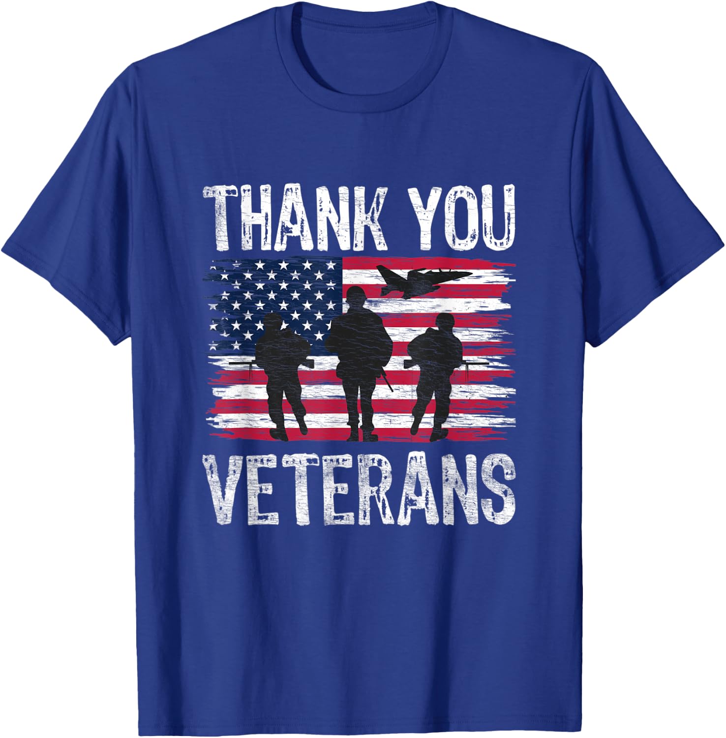 Patriotic American Flag Thank You Veterans Day T-Shirt - T-Shirt | Royal