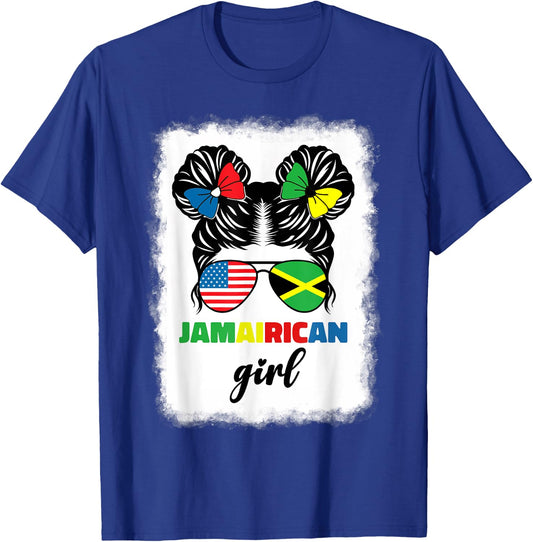 Half American Jamaican America Jamaica Flag Kids Jamairican T-Shirt - T-Shirt | Royal