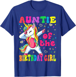 Auntie of the Birthday Princess Girl Dabbing Unicorn T-Shirt - T-Shirt | Royal