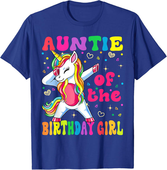 Auntie of the Birthday Princess Girl Dabbing Unicorn T-Shirt - T-Shirt | Royal