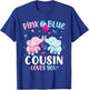 Pink or Blue Cousin Loves You Gender Reveal Elephant T-Shirt - T-Shirt | Royal