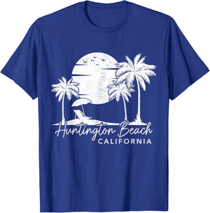 Huntington Beach California CA Vintage Sunset Surfer Retro T-Shirt - T-Shirt | Royal