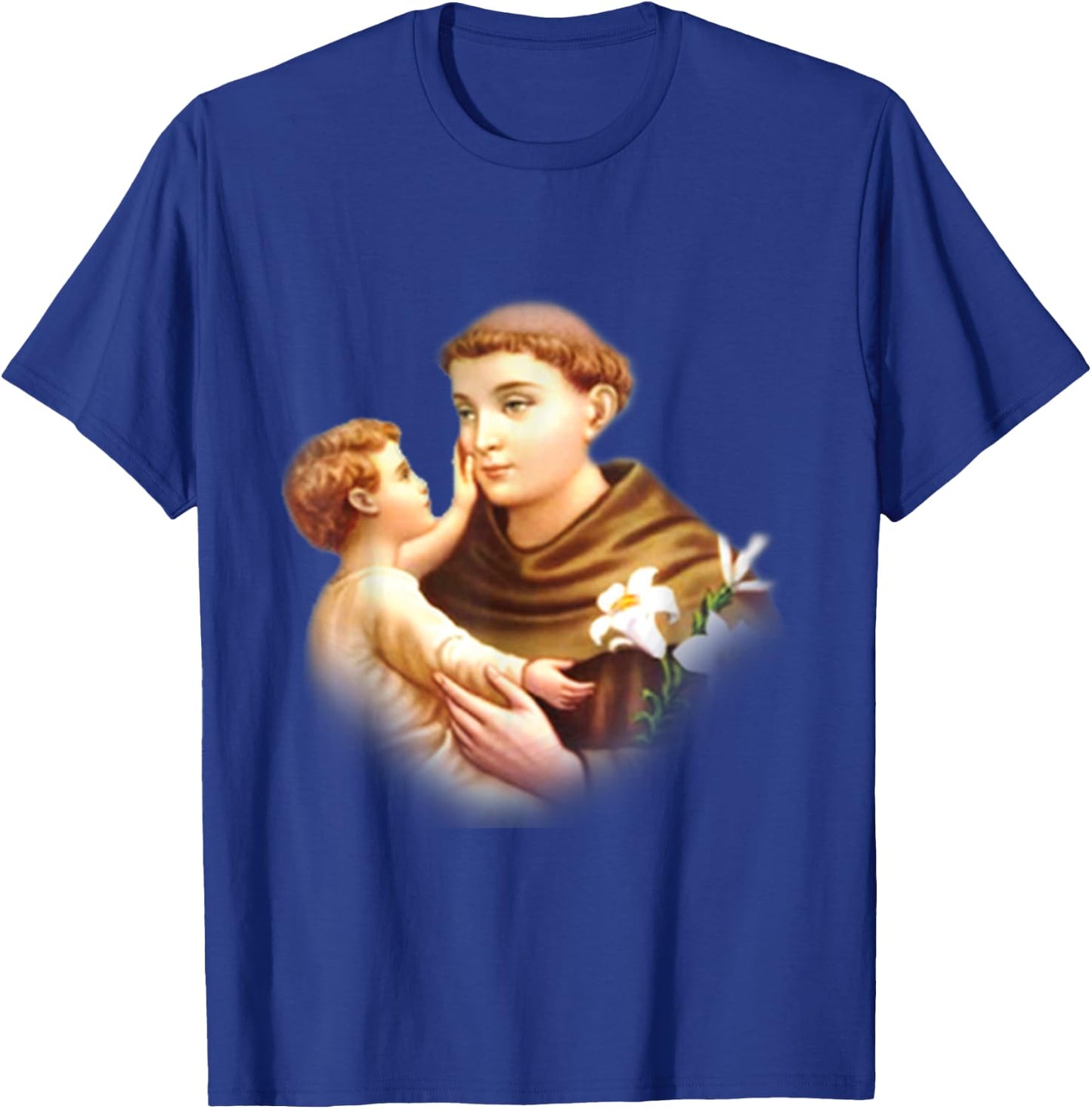 St Anthony of Padua Vintage Catholic Saint Infant Jesus T-Shirt - T-Shirt | Royal