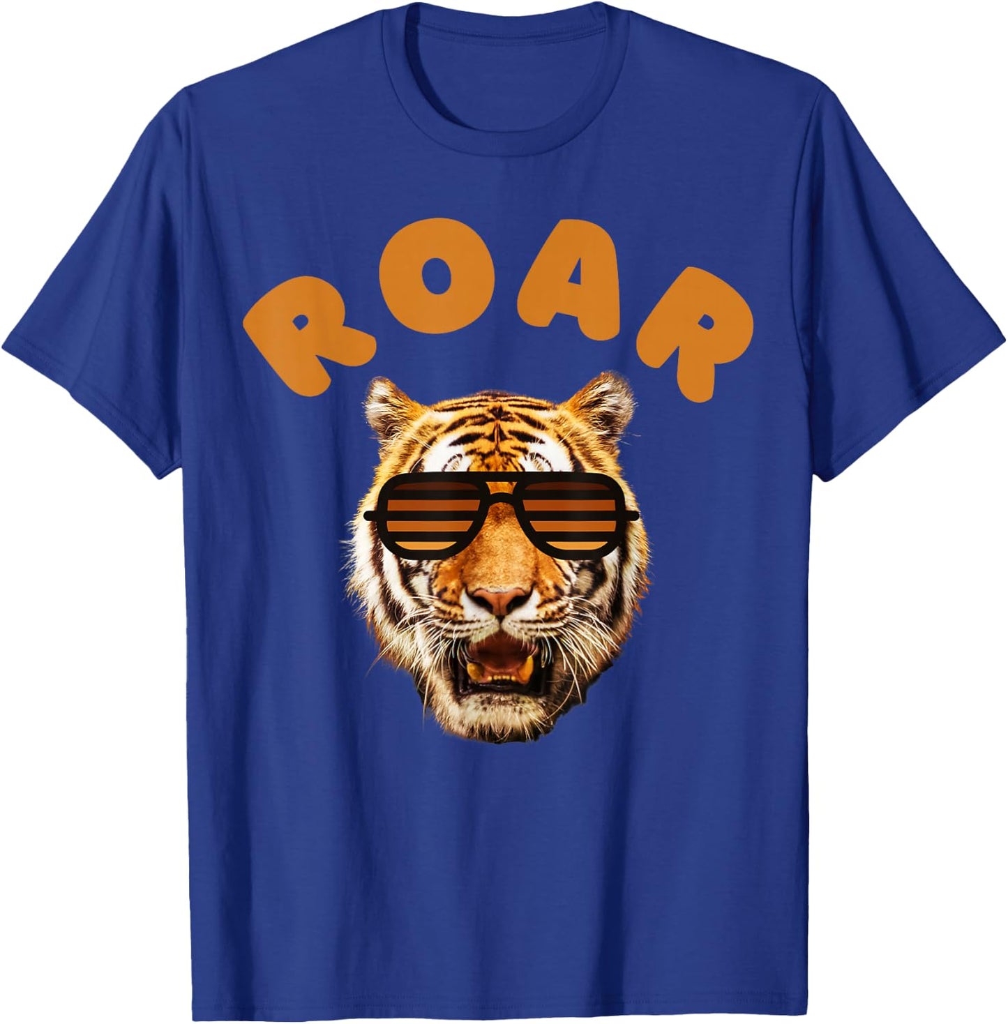 Roar Cute Childrens, Kids, Boys Roaring Real Tiger Face T-Shirt - T-Shirt | Royal