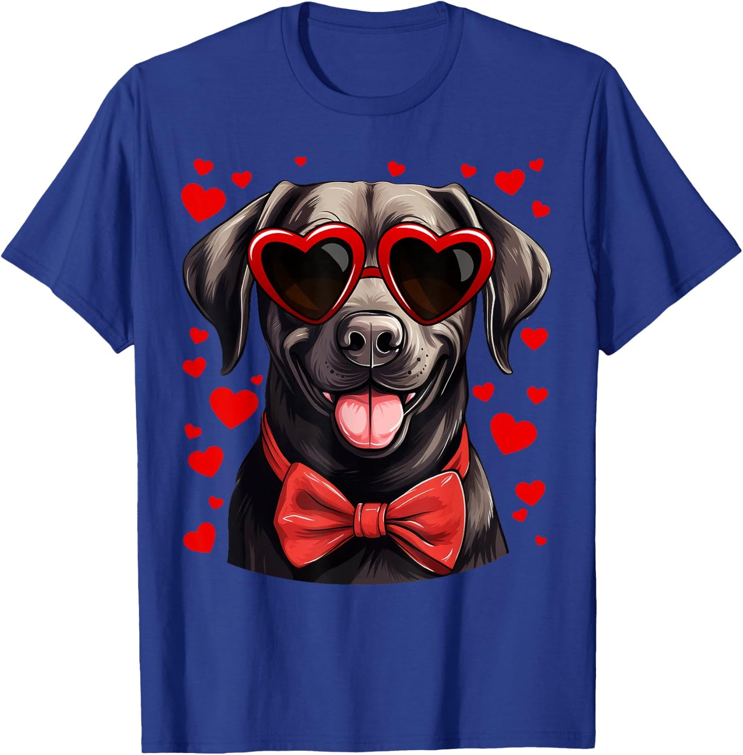 Black Labrador Retriever Dog Hearts Valentine's Day T-Shirt - T-Shirt | Royal