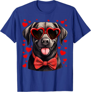Black Labrador Retriever Dog Hearts Valentine's Day T-Shirt - T-Shirt | Royal