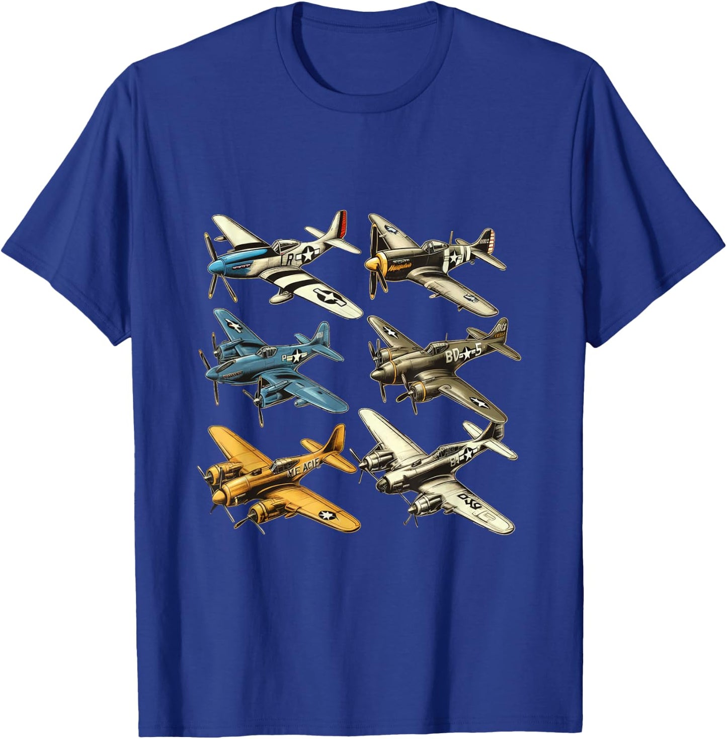 WW2 Warplanes P51 Mustang F4U Corsair Spitfire P40 Warhawk T-Shirt - T-Shirt | Royal