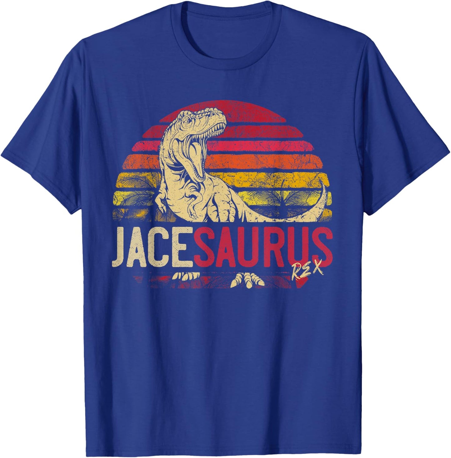 Jace Saurus Funny Personalized Dinosaur T Rex Name Boys Gift T-Shirt - T-Shirt | Royal