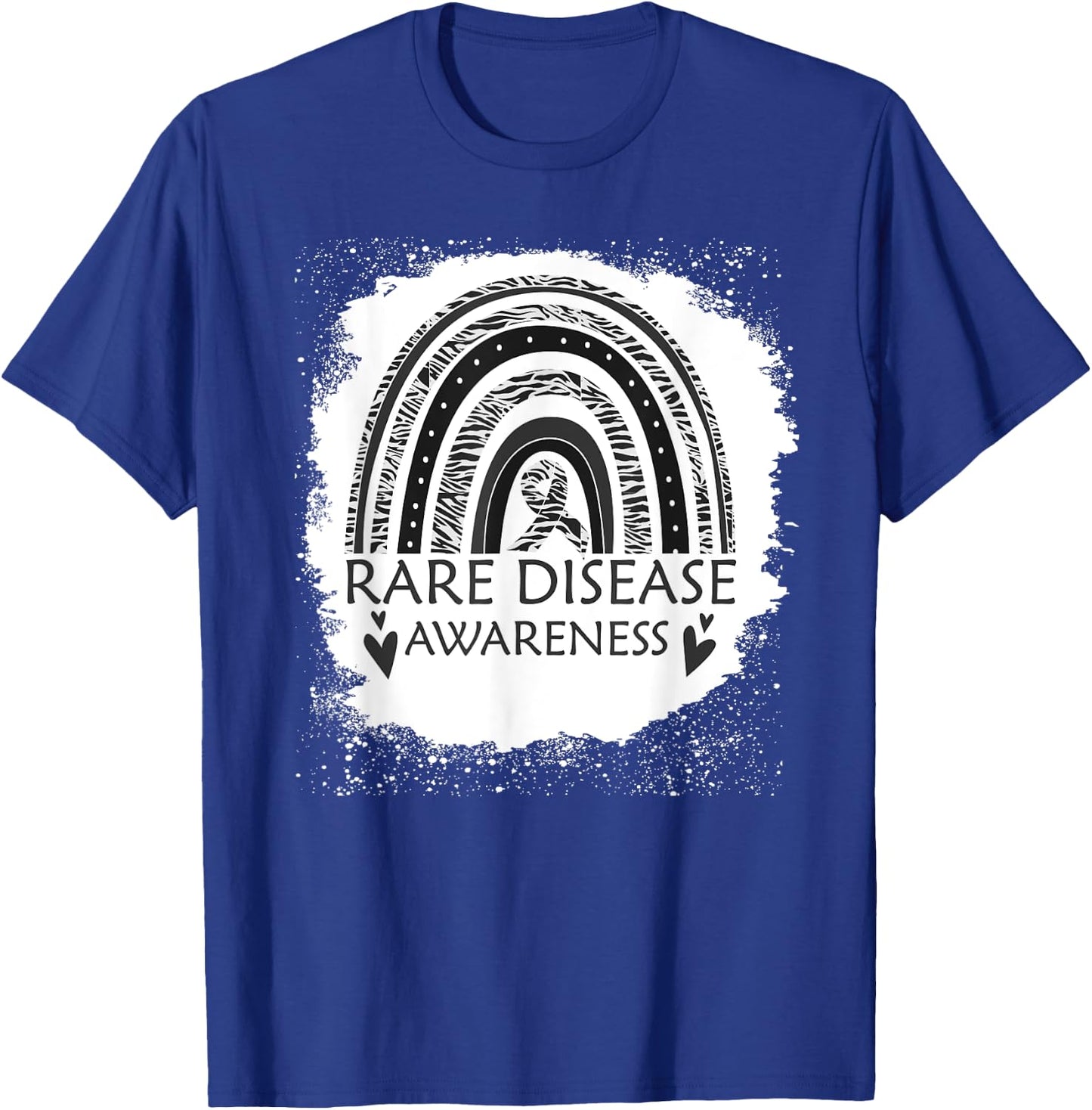 Rare Disease Awareness Bleached Rainbow Zebra Ribbon Men T-Shirt - T-Shirt | Royal