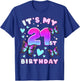 21st Birthday, Girl 21 Years, Butterflies and Number 21 T-Shirt - T-Shirt | Royal