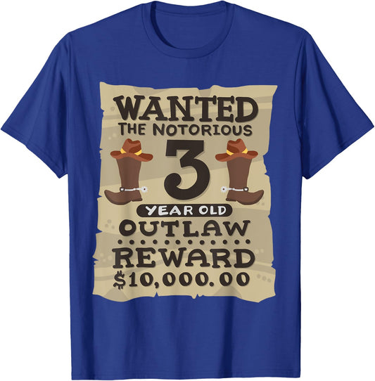 3 Year Old Cowboy 3rd Birthday Party Wild West Western Kids T-Shirt - T-Shirt | Royal