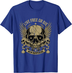 Live Free or Die Retro New Hampshire Nature Graphic T-Shirt - T-Shirt | Royal