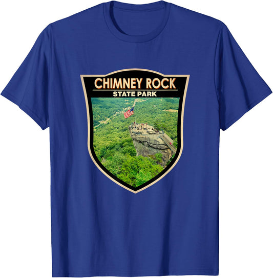 Chimney Rock State Park North Carolina Badge Vintage T-Shirt - T-Shirt | Royal