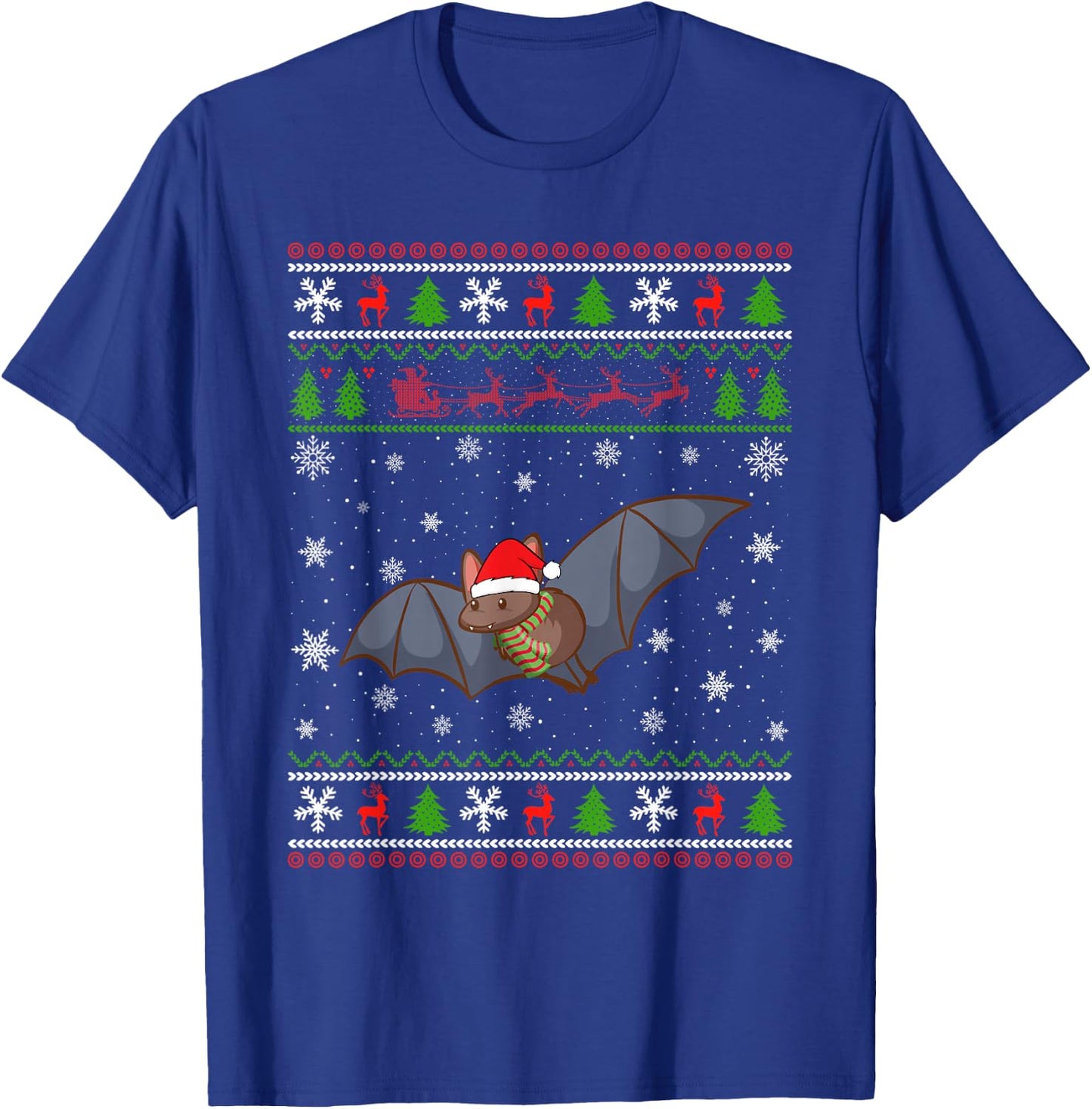 Bat Santa Hat Ugly Christmas Design Xmas Sweater Pajama T-Shirt - T-Shirt | Royal