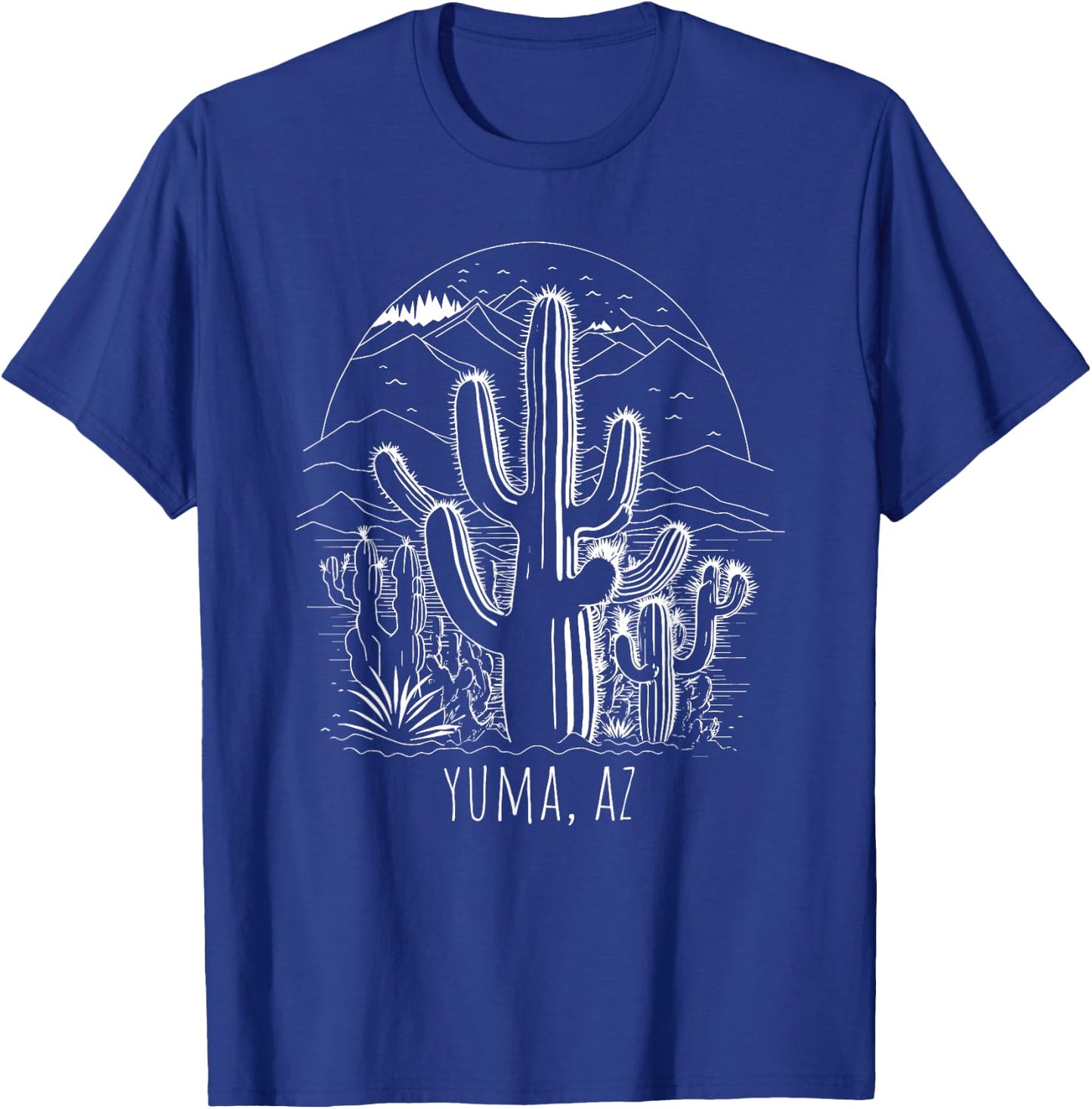 Yuma, AZ, USA Cactus Desert Scene Design T-Shirt - T-Shirt | Royal