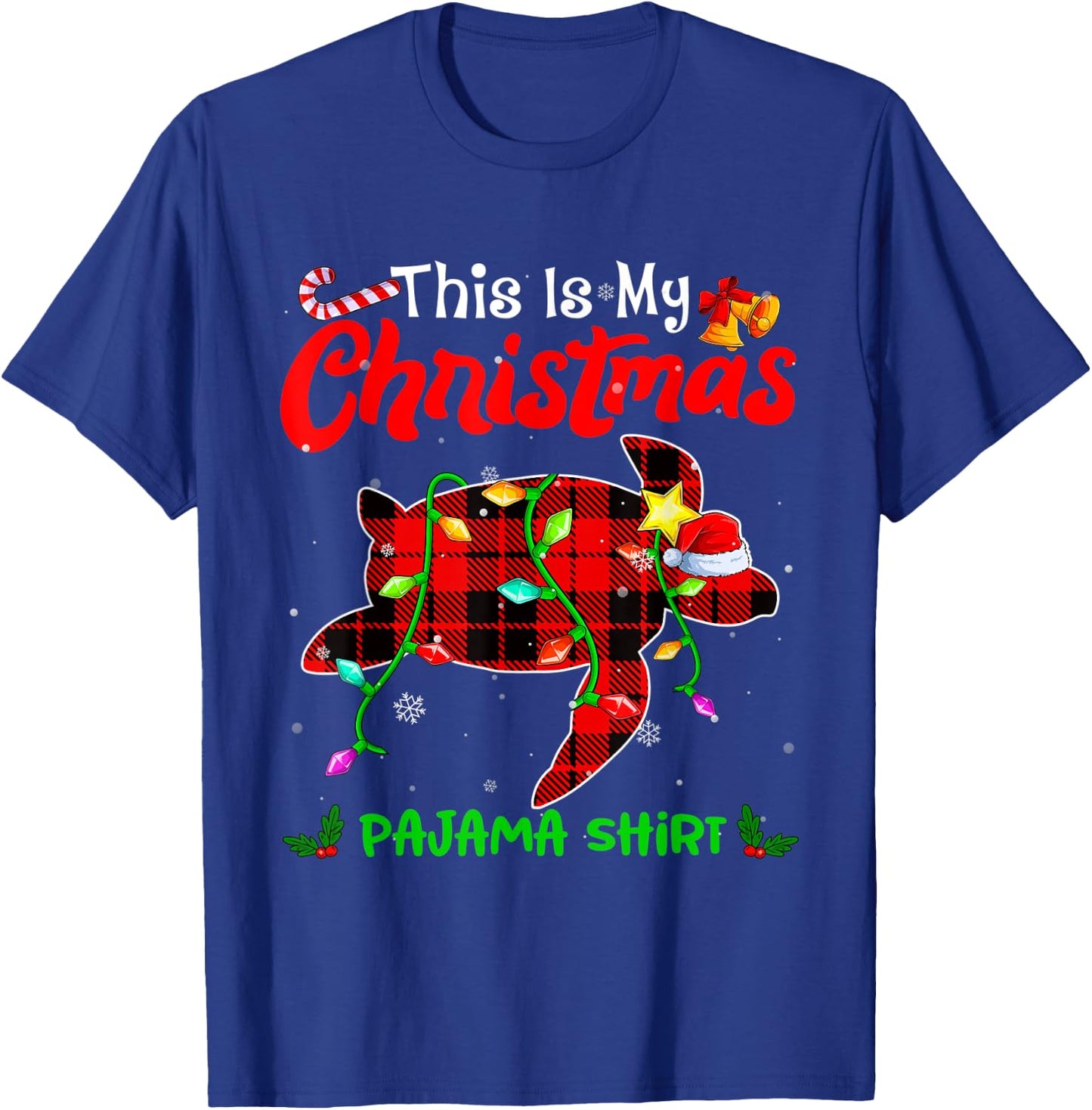 This Is My Christmas Turtle Pajama Shirt Buffalo Plaid T-Shirt - T-Shirt | Royal