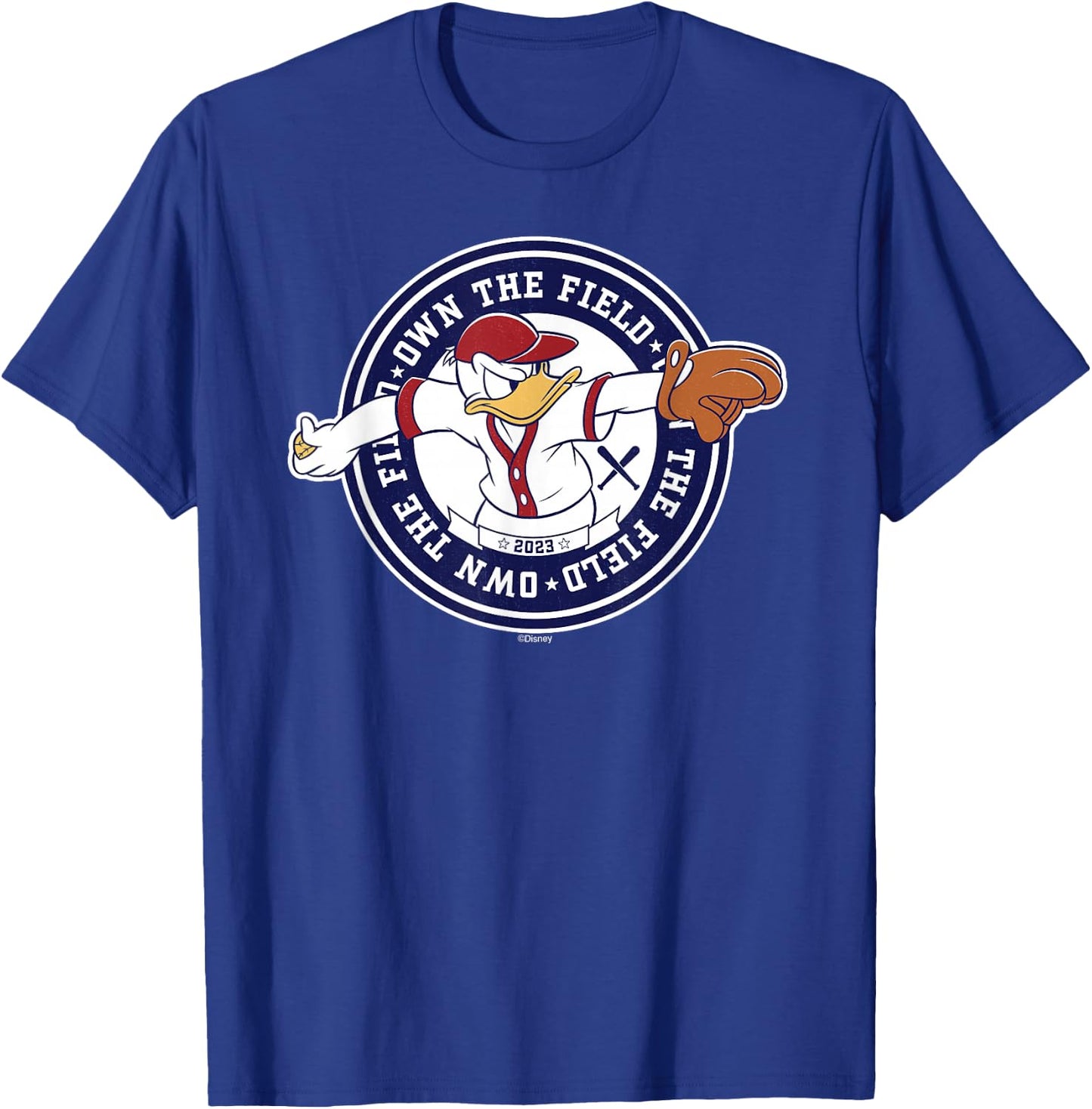 Disney Donald Duck Baseball Pitcher Own the Field Sports '23 T-Shirt - T-Shirt | Royal