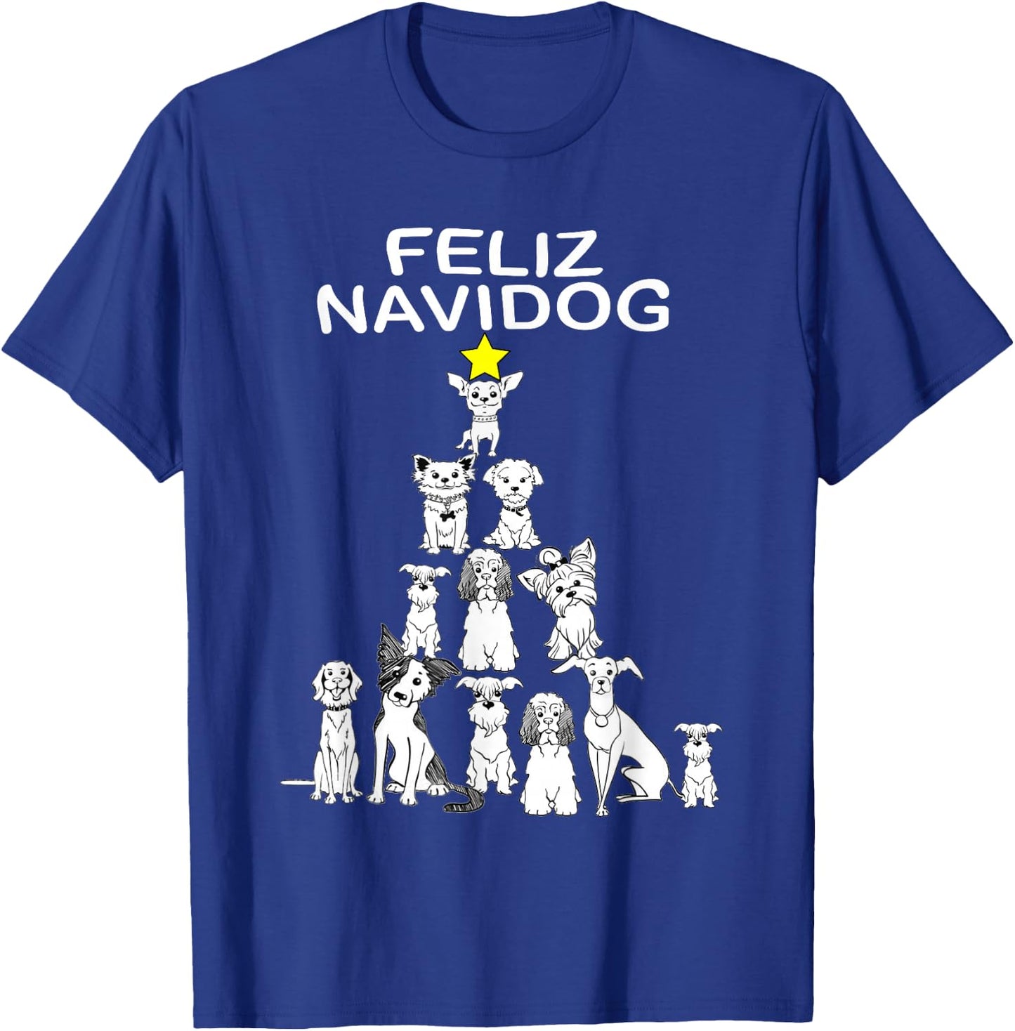 Feliz Navidog Funny Christmas Dog Cute Xmas Tree Dog T-Shirt - T-Shirt | Royal