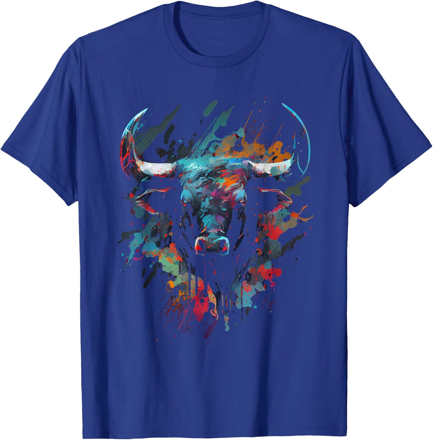 Bull Colorful Bull Riding Meat Favorite Animal Bull Fan T-Shirt - T-Shirt | Royal