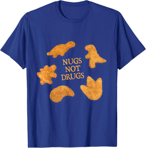 Nugs Not Drugs Funny Dinosaur Chicken Nugget T-Shirt - T-Shirt | Royal