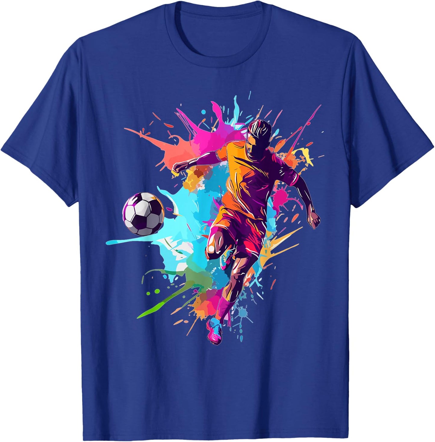 Soccer Player Paint Splash T-Shirt - T-Shirt | Royal
