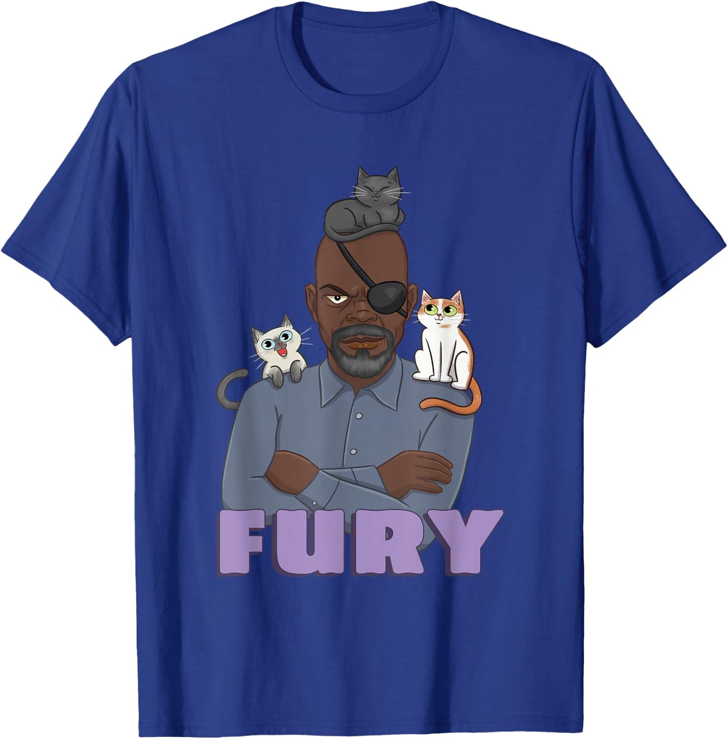 Marvel The Marvels Nick Fury & Flerken Chibi Super Heroes T-Shirt - T-Shirt | Royal