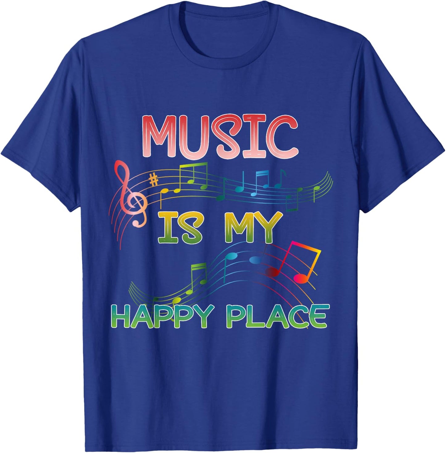 Music Is My Happy Place Inspiring Music Gift Music Lover Tie T-Shirt - T-Shirt | Royal